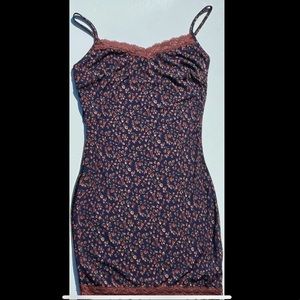 Lace Trim Floral Mini Dress